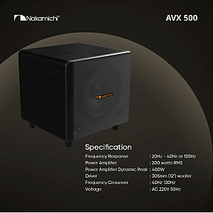 Nakamichi AVX500 12 Inch Subwoofer Home Karaoke